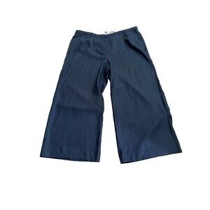 NWOT J.Crew Woman's Linen Navy Blue Wide Leg Essential Pant Size 24